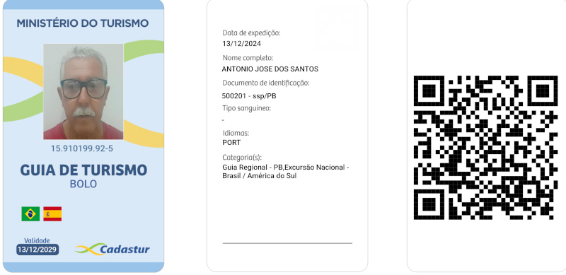 cópia do crachá oficial do Guia de Turismo antonio José 