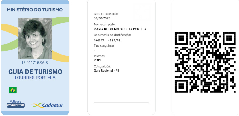 reprodução do crachá virtual da guia lourdinha